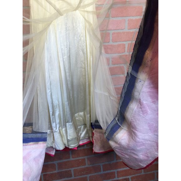 Karishma Womens Traditional Anarkali Gown Embroidered Velvet Mesh Long Dress - Picture 9 of 15